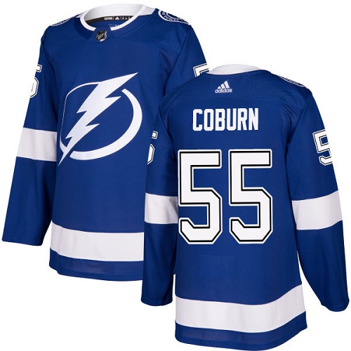 Adidas Men Tampa Bay Lightning #55 Braydon Coburn Blue Home Authentic Stitched NHL Jersey->tampa bay lightning->NHL Jersey